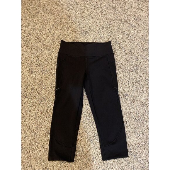 Lululemon Pants - Lululemon Black Athletica Cropped Legging Mesh Pants Gym Yoga Size: 6